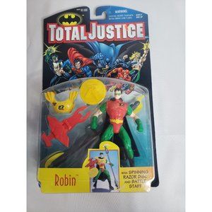 Batman Total Justice ROBIN w/Spinning Razor DIsc & Battle Staff 1996 Kenner New